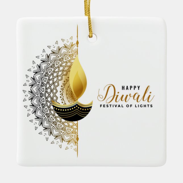 Ornement En Céramique Heureux Diwali (Devant)