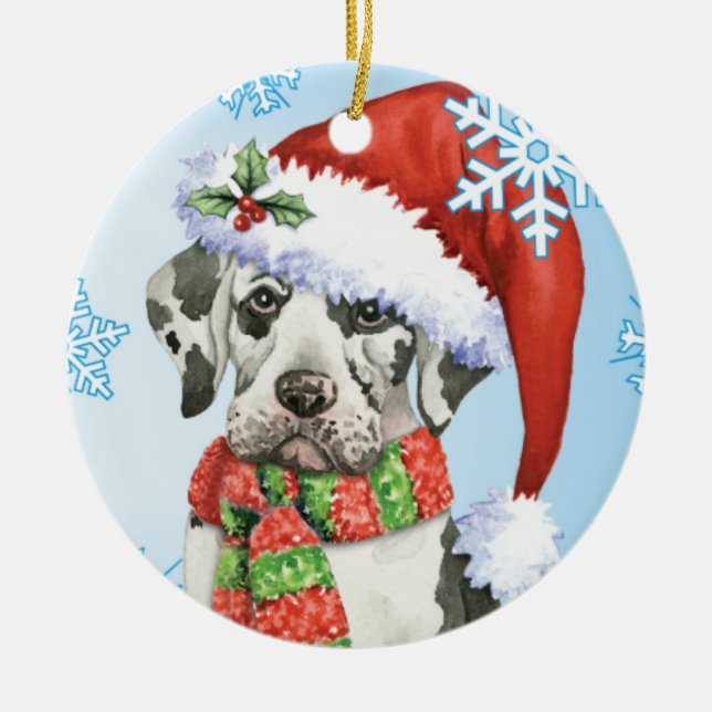 Ornement En Céramique Heureux Howliday Great Dane (Devant)