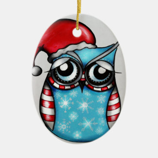Ornement En Céramique Hibou de Noël