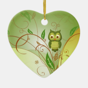 Ornement En Céramique Hibou de Noël