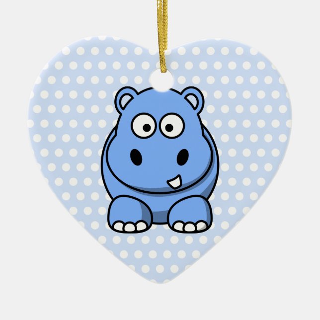 Ornement En Céramique Hippo bleu mignon (Devant)