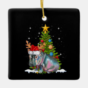 Ornement En Céramique Hippo Fiona Arbre de Noël Hippopotame