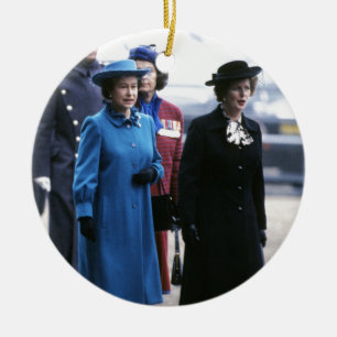 Ornement En Céramique HM Queen Elizabeth II-Margaret Thatcher
