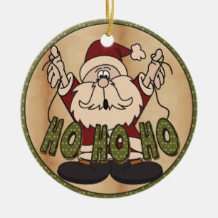 Ornement En Céramique Ho Ho Ho Chirstmas Père Noël