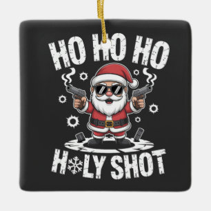 Ornement En Céramique Ho Ho Ho Tir Sacré Père Noël avec Fusil Amérique U