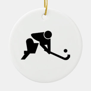 Ornement En Céramique Hockey de champ de silhouette