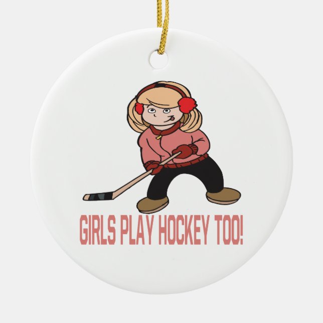 Ornement En Céramique Hockey de jeu de filles aussi (Devant)