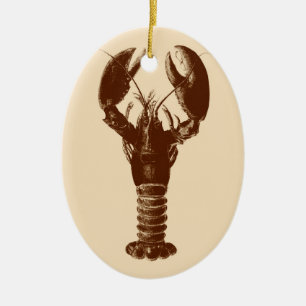 Ornement En Céramique Homard Brown foncé sur beige clair