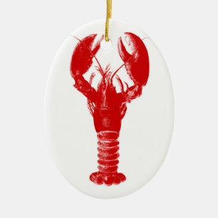 Ornement En Céramique Homard rouge-foncé sur le blanc