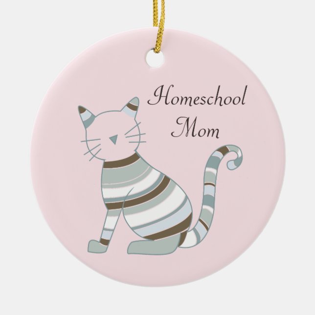 Ornement En Céramique Homeschool Maman Chat Thème (Devant)