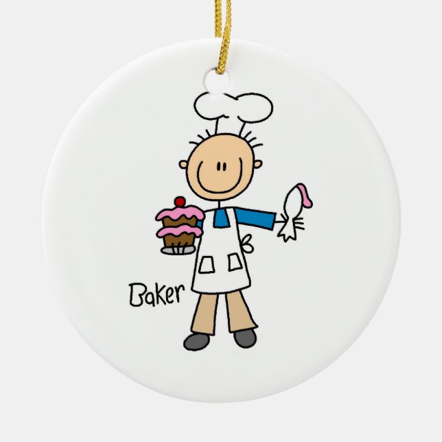 Ornement En Céramique Homme Baker (Devant)