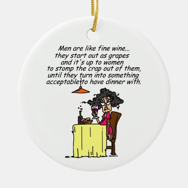 Ornement En Céramique Hommes et FIne Humour de vin (Devant)