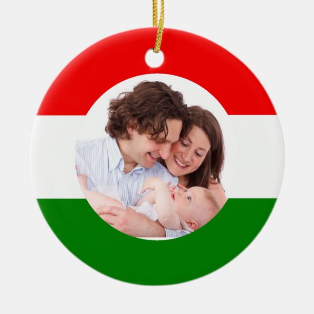 Ornement En Céramique Honhongrois Noël Hongrie Drapeau (Devant)