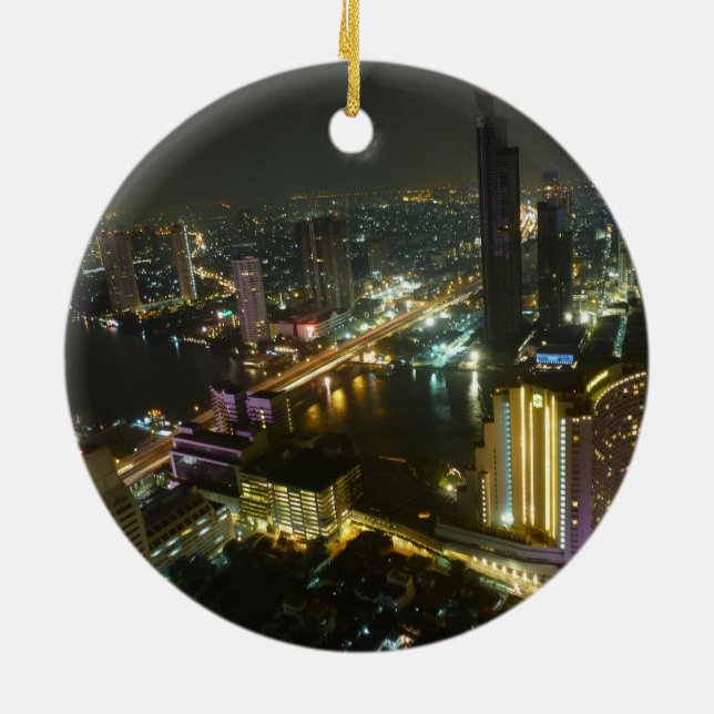 Ornement En Céramique Horizon de Bangkok la nuit (Dos)
