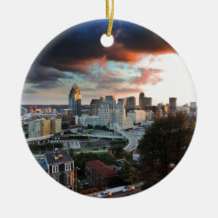 Ornement En Céramique Horizon de Cincinnati au coucher du soleil