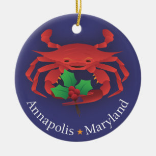 Ornement En Céramique Horizon et crabe d'Annapolis le Maryland avec le