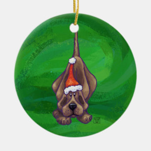 Ornement En Céramique Hound Chien Noël sur Green
