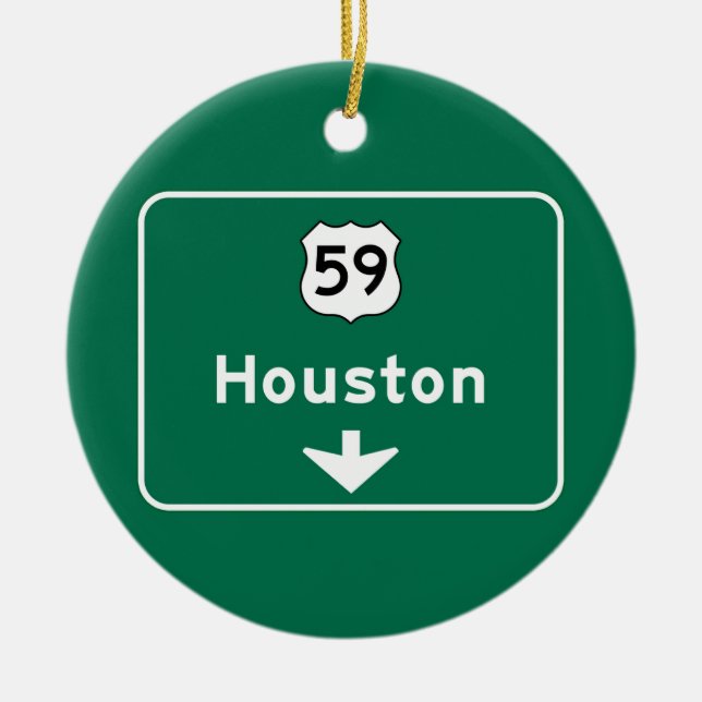 Ornement En Céramique Houston, panneau routier de TX (Devant)