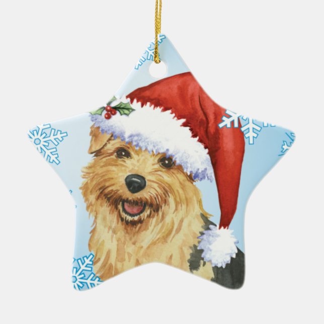 Ornement En Céramique Howlidays heureux Norfolk Terrier (Devant)