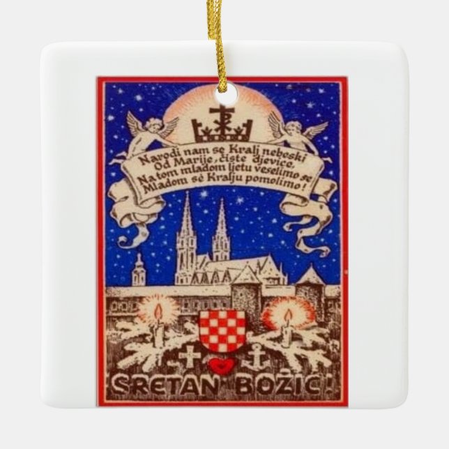 Ornement En Céramique Hrvatski Bozic / Soirée de Noël croate (Devant)