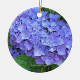 Ornement En Céramique Hydrangeas Violets Élégants
