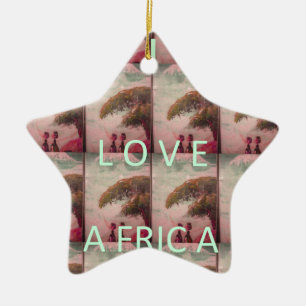 Ornement En Céramique I Love Africa - Motif du paysage culturel