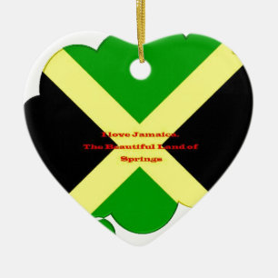 Ornement En Céramique I Love Jamaica Text on Flag Art Print