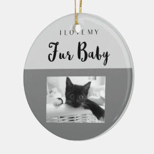 Ornement En Céramique I Love My Fur Baby Custom with 2 Photo Slots