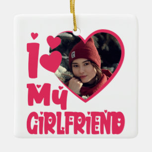 Ornement En Céramique I Love My Girlfriend Photo personnalisée