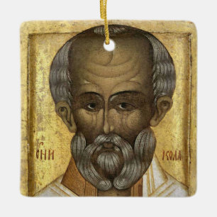 Ornement En Céramique Icône de Noël de Saint-Nicolas le Thaumaturge