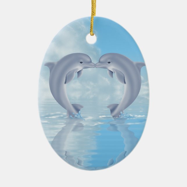 Ornement En Céramique Idées de cadeau d'amants de dauphin (Devant)