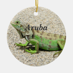 Ornement En Céramique Iguane vert d'Aruba