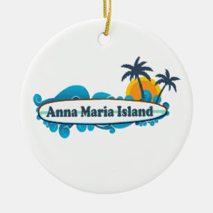 Ornement En Céramique Île d'Anna Maria - conception de surf