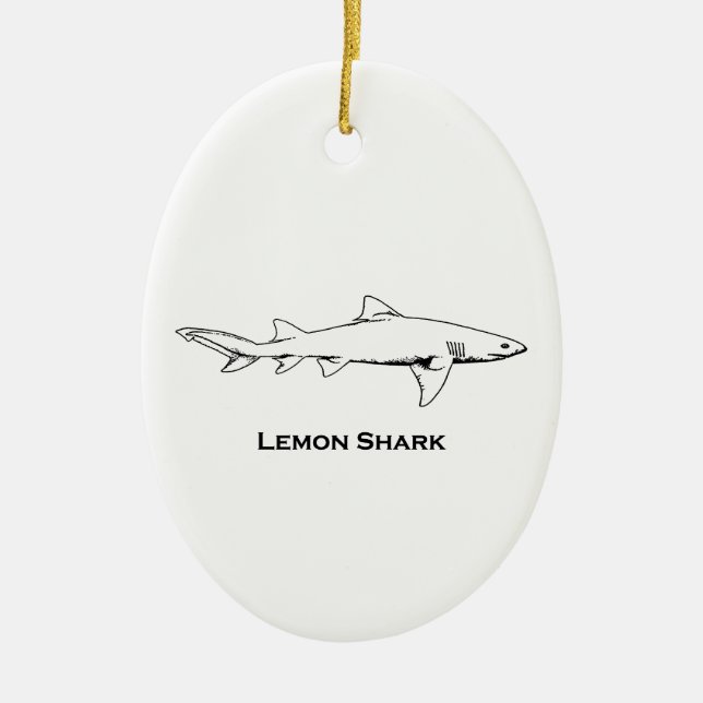 Ornement En Céramique Illustration de requin de citron (Devant)