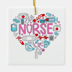 Ornement En Céramique Illustration du coeur de l'infirmière