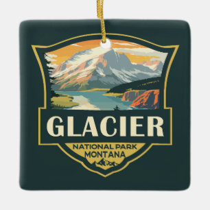 Ornement En Céramique Illustration du parc national Glacier Voyage Vinta