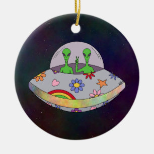 Ornement En Céramique Ils viennent en paix UFO