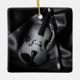 Ornement En Céramique Image en noir et blanc d'un violon nature morte