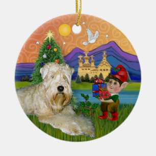 Ornement En Céramique Imaginaire de Noël - Terrier à couche molle