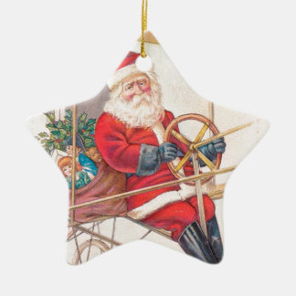 Ornement En Céramique Imaginaire vintage Père Noël Airship