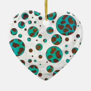 Ornement En Céramique Impression Brown et Turquoise dalmate