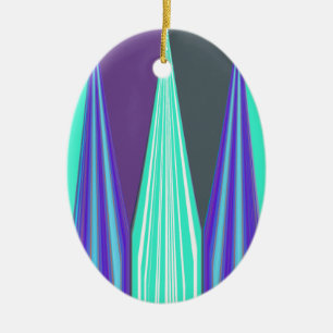 Ornement En Céramique Impression d'art chevron bleu violet cyan audacieu