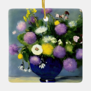 Ornement En Céramique Impression du vase de fleurs de couleur douce