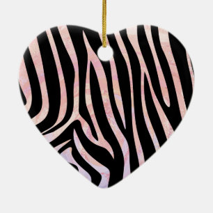 Ornement En Céramique Impression noire et rose Zebra