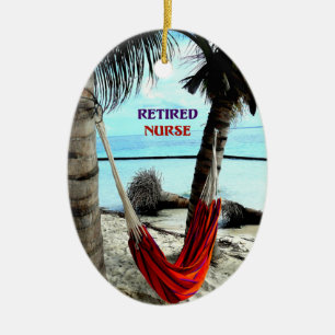 Ornement En Céramique Infirmière retraitée - Hamac à la plage