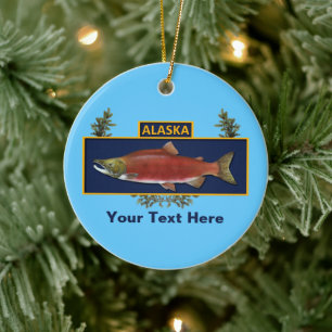 Ornement En Céramique Insigne de pêcheur de combat de l'Alaska