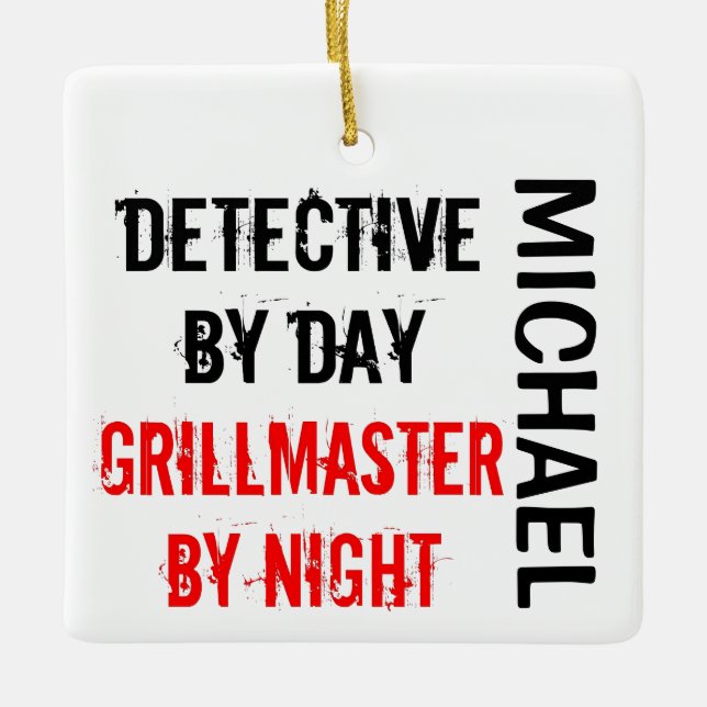 Ornement En Céramique Inspecteur Grillmaster PERSONNALISÉ (Devant)