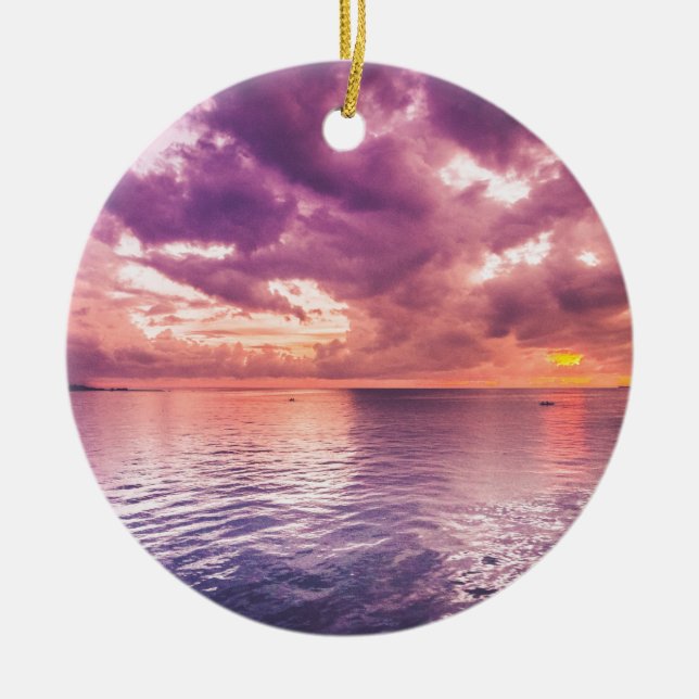 Ornement En Céramique Inspiration du coucher de soleil sur l'océan (Devant)