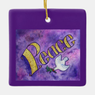 Ornement En Céramique Inspirational Peace Word Art Cadeaux personnalisés