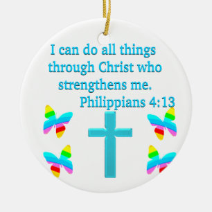 ORNEMENT EN CÉRAMIQUE INSPIRING PHILIPPIANS 4:13 CONCEPTION